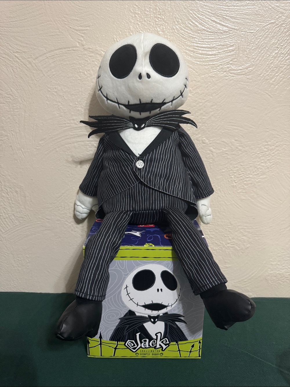 Scentsy Jack Skellington Plush - Black, White & Lime Green Accents